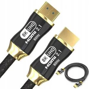 Črn HDMI 2.1 video kabel ultra visoke hitrosti s pozlačenimi priključki dolžine 150cm.