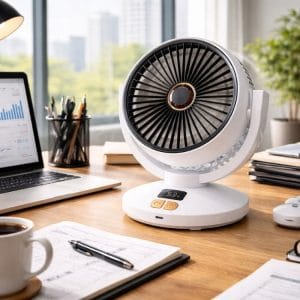 Alternative view of Brezžični LCD aku. ventilator samodejno nihanje USB 22cm bel