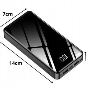 Črna 20000mAh prenosna baterija z LED, 4x USB in LCD zaslonom