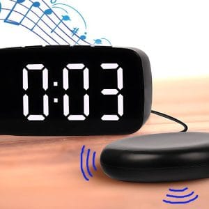 Črna LCD budilka z vibracijsko ploščo za vzglavnik