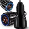 Črn LED 2x USB 3.0 avtopolnilnik QUICKCHARGE 3.1A za hitro polnjenje naprav.