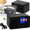 Črn WIFI internetni radio z LCD zaslonom predvaja glasbo preko Bluetooth povezave