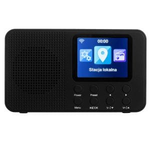 Črn sodoben WIFI internetni radio z barvnim LCD zaslonom in gumbi