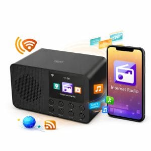 Črn prenosni WIFI internetni radio z barvnim LCD zaslonom in gumbi