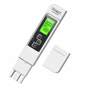 Beli digitalni TDS tester kakovosti vode z LCD zaslonom in gumbi