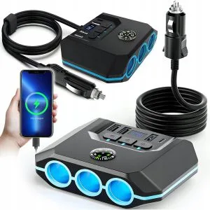 12V-24V LED auto punjač i razdjelnik s četiri USB priključka i LCD zaslonom