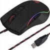 Žična optična USB igralna miška do 7200DPI LED RGB s 7 gumbi na črni podlagi