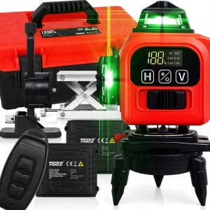 16-linijski zeleni laserski nivelir LK-801 z LCD zaslonom in dvema akumulatorjema